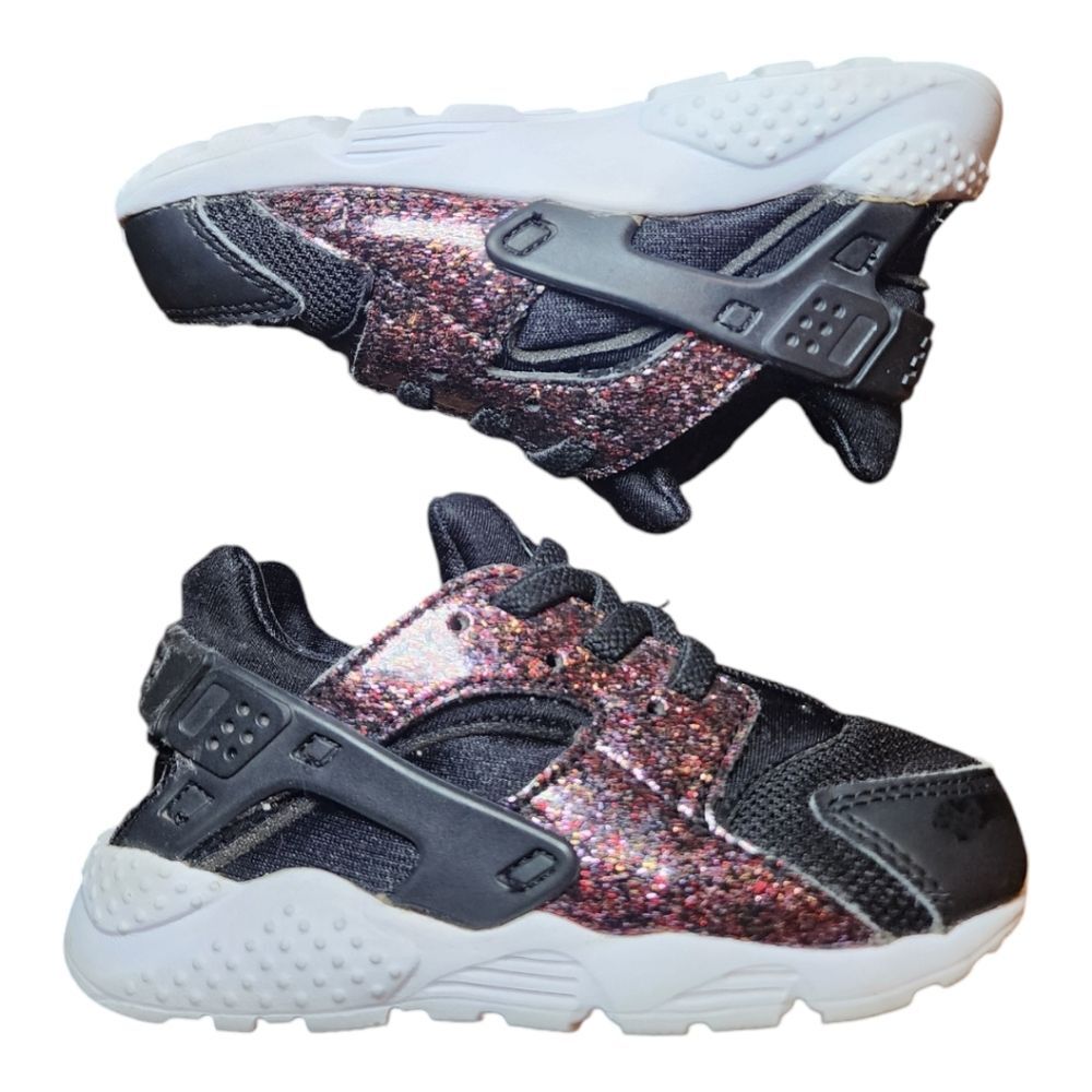 Nike Air Huarache Shoes Run SE RARE Pink Glitter Metallic Baby/ Toddler Size 7C - Picture 4 of 12